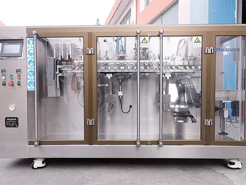 Envasadora de bolsas prefabricadas con forma (llenado con 2 boquillas)