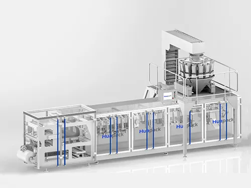 Envasadora horizontal para bolsas stand up con zipper, llenado con 1 boquilla