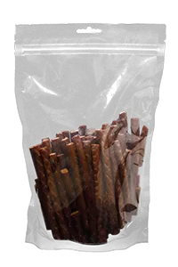 Envasadora horizontal de bolsas stand up con zipper, llenado con 2 boquillas