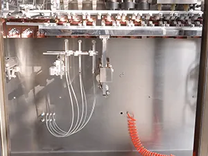 Envasadora horizontal de bolsas planas, llenado con 2 boquillas