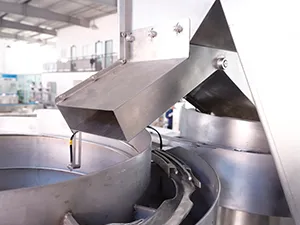 Envasadora horizontal de bolsas con spout, llenado con 2 boquillas