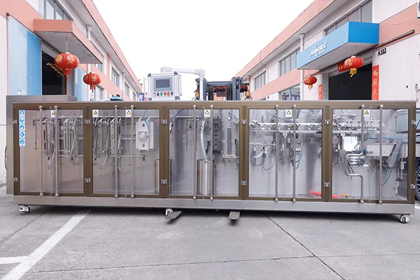 Envasadora de bolsas zipper en rollo por servo motor, llenado con 2 boquillas